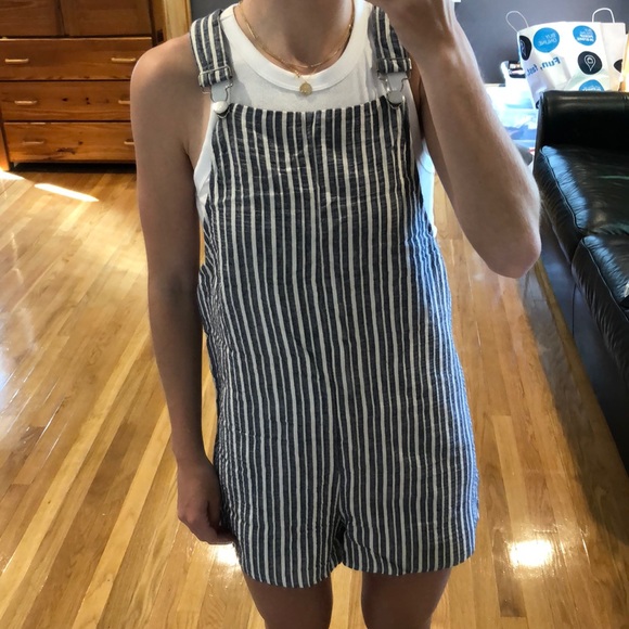 Mint Vanilla || Blue and White Stripped Overalls - Picture 1 of 5